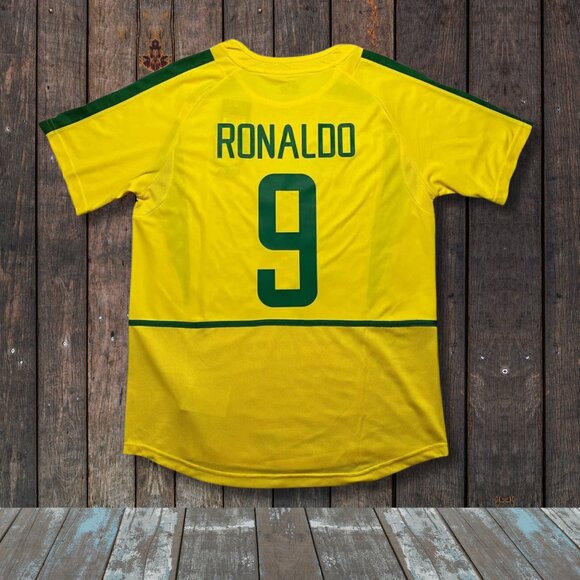 Vintage Nike Brazil 2002 World Cup - Ronaldo R9 #9 Home Jersey Retro Football - Picture 2 of 3